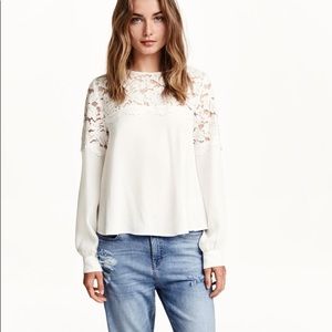 H&M Long Sleeve Blouse With A Lace Yoke